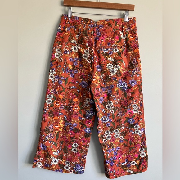 ATHROPOLOGIE MAEVE Flower Power High Rise Cropped Cotton Blend Pant Size 8 - Picture 7 of 15